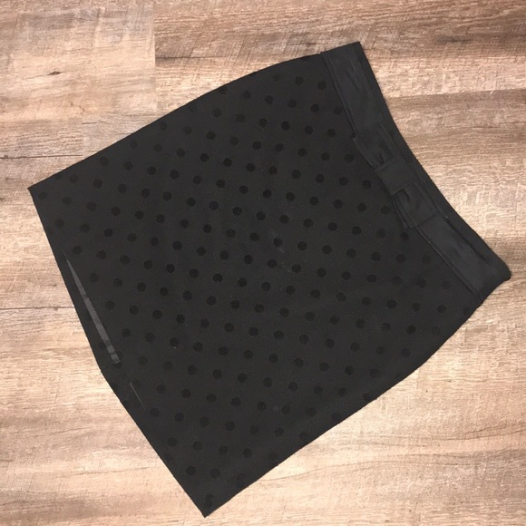 LOFT petite black polka dot mid length skirt sz 4P - Picture 6 of 8